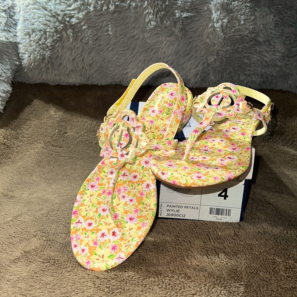 Crown & Ivy Painted Petals Wylie Girls Size 4 Sandal/Shoe